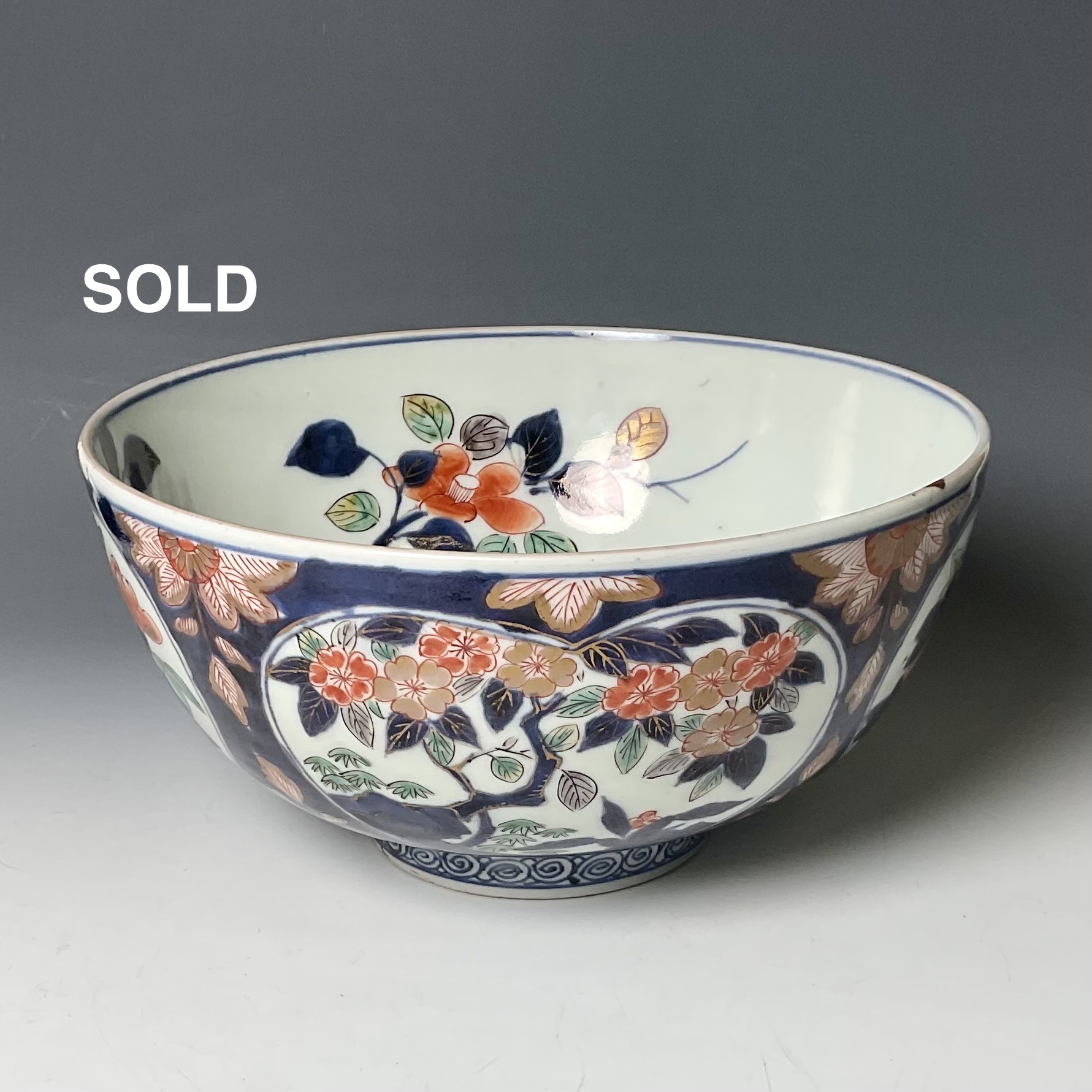 SALE 伊万里 染錦 表裏全面文 花尽 七寸大鉢